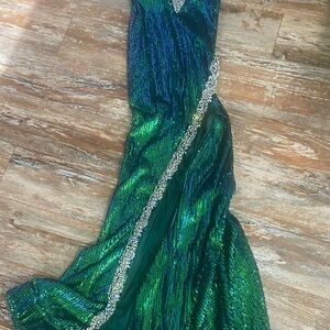 Prom/Pageant Green and Blue Sequin Dress with lots of embellishments